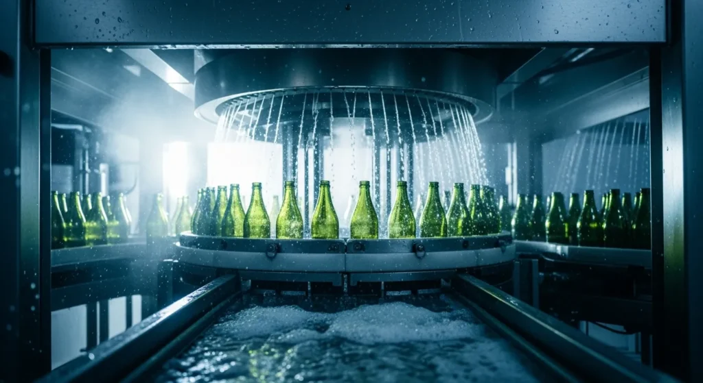 otomatik cam şişe yıkama makinesi