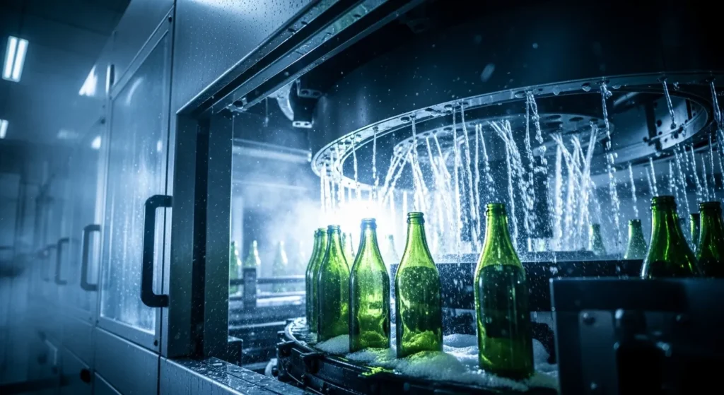 otomatik cam şişe yıkama makinesi